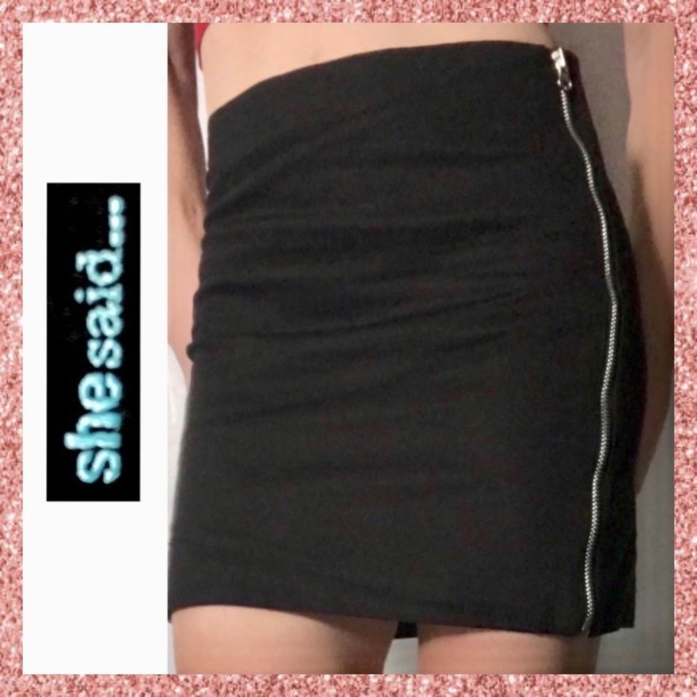 She Said... Black Pieced Side Zipper Mini Skirt 2